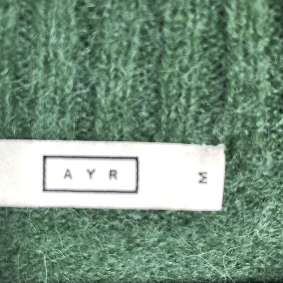 AYR Sweater Women Medium Green Blue Camel Alpaca Wool Blend The Kick Back Fuzzy - Picture 7 of 14